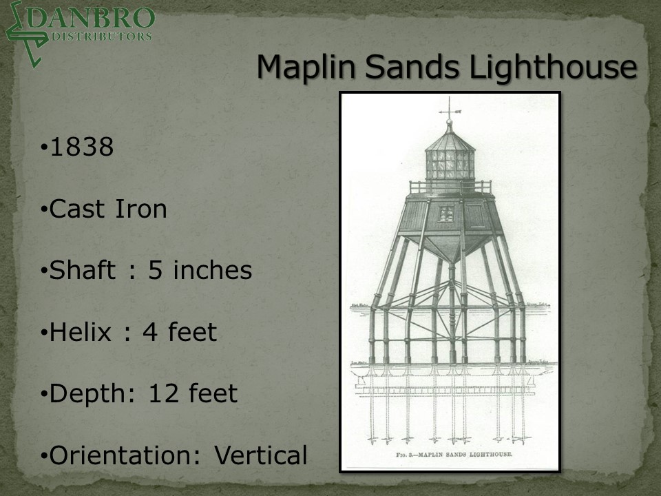 Maplin Sands Lighthouse with helical pile illustration